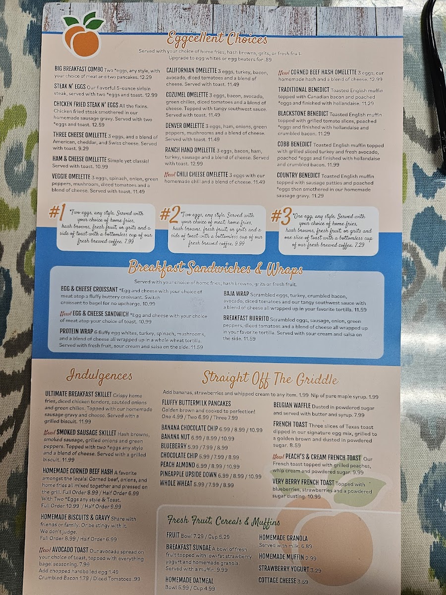 Menu Peach's Restaurants - Sr64 E-3