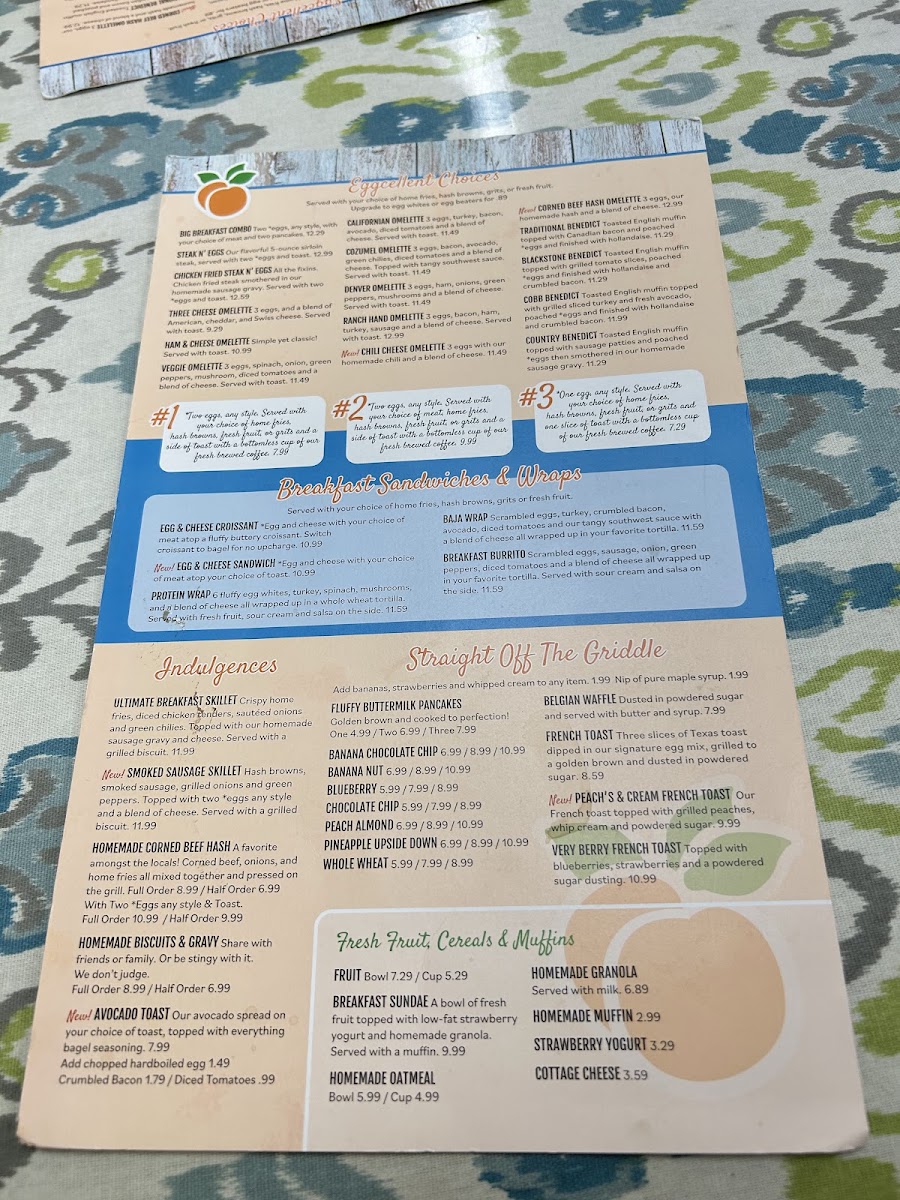 Menu Peach's Restaurants - Sr64 E-5