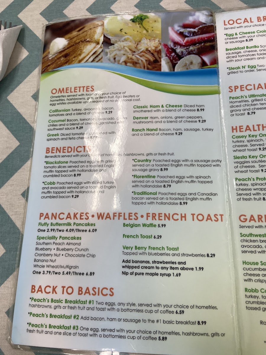 Menu Peach's Restaurants - Sr64 E-7