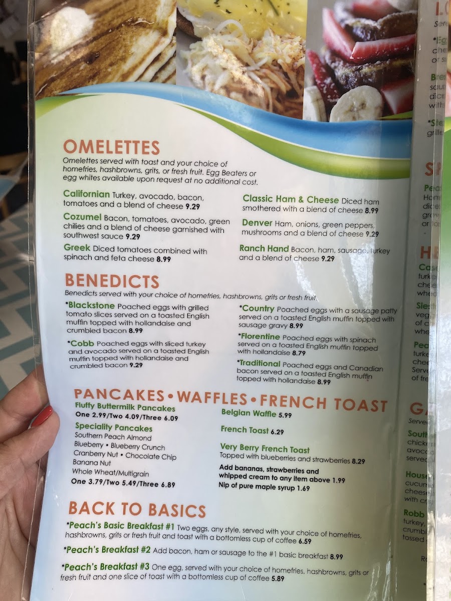 Menu Peach's Restaurants - Sr64 E-9
