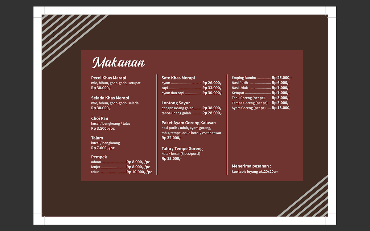 Menu Pecel Merapi Cabang Pontianak-4