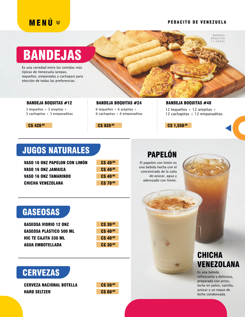 Menu Pedacito De Venezuela En Managua-1