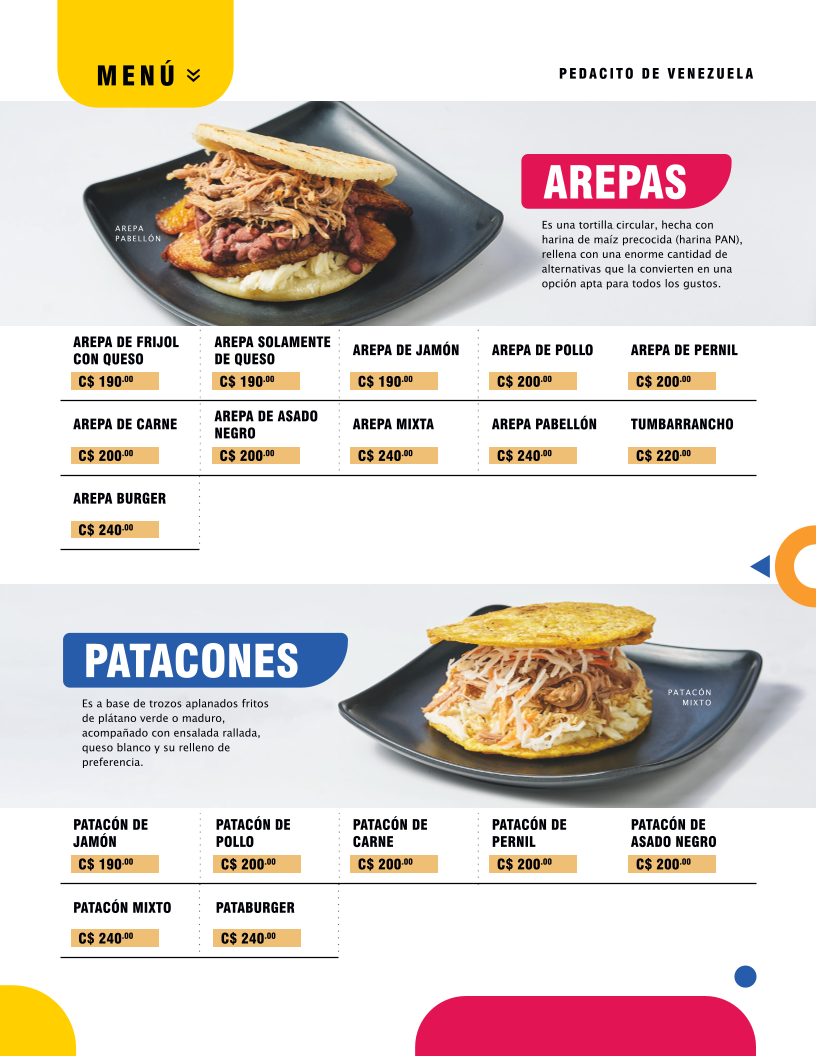 Menu Pedacito De Venezuela En Managua-2