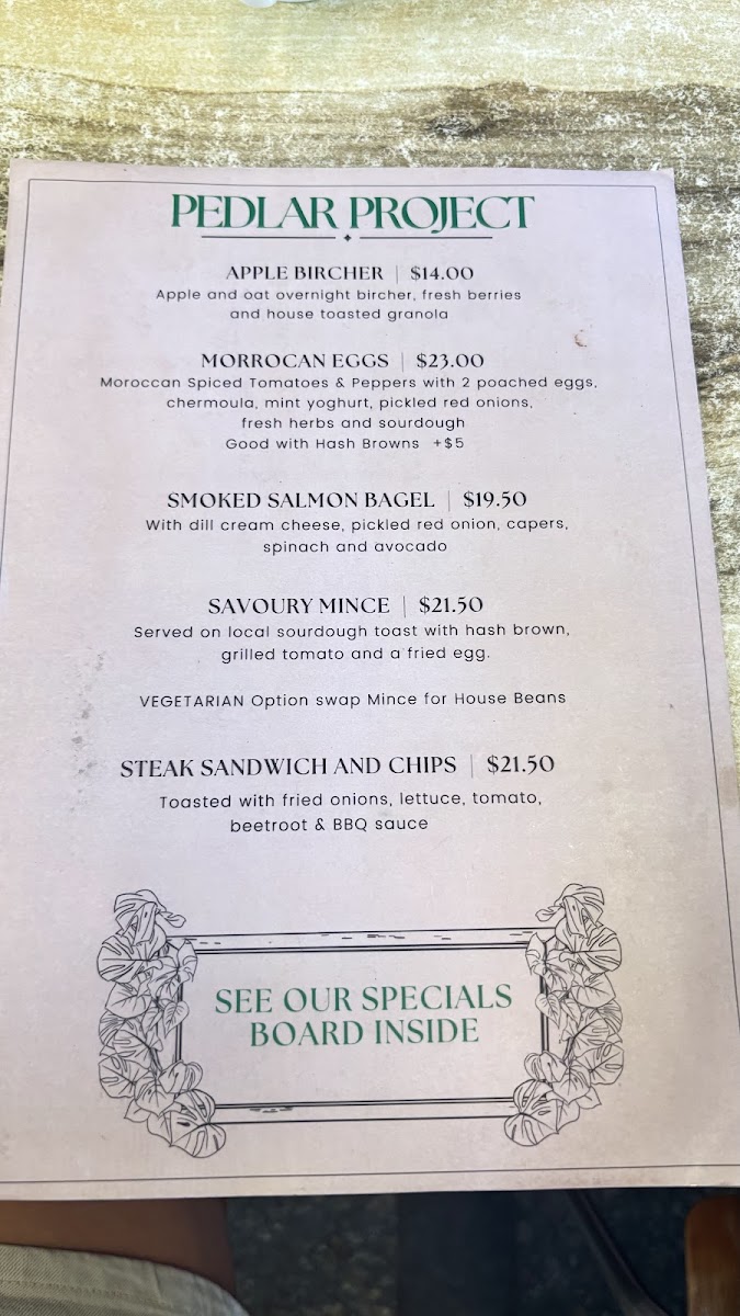 Menu Pedlar Project-2