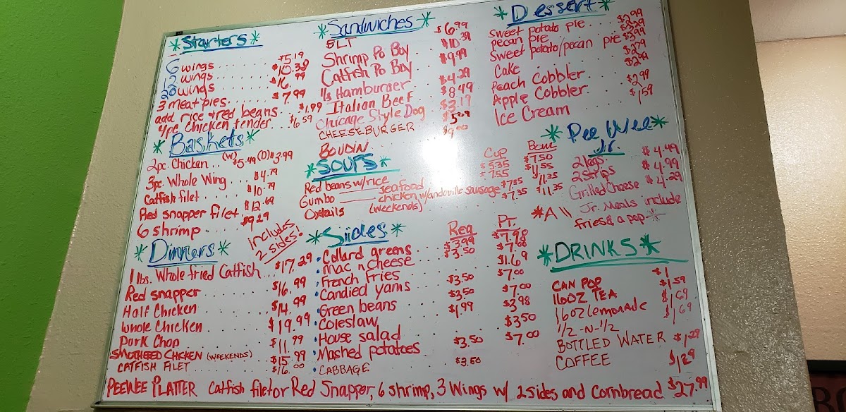 Menu Pee Wees Restaurant.-1