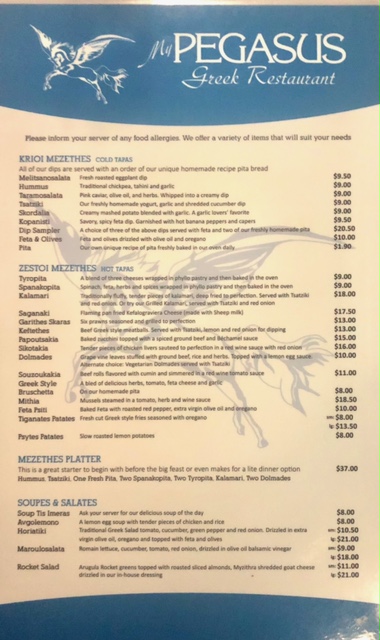 Menu Pegasus Greek Restaurant Calgary-1