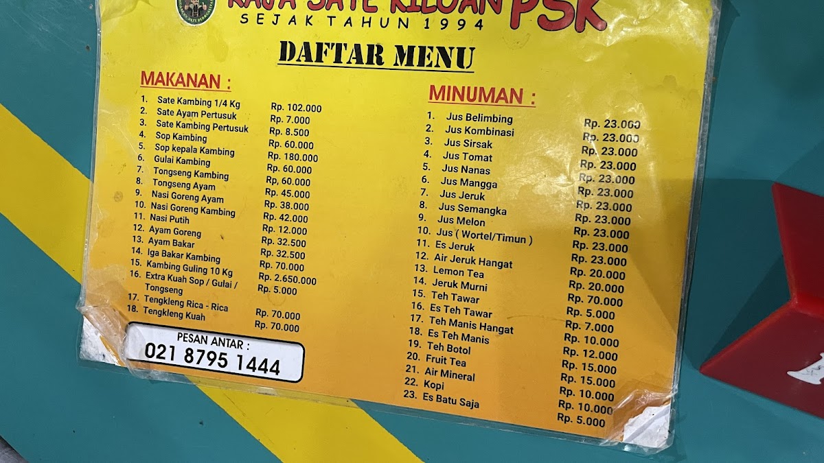Menu Penggemar Sate Kiloan Psk Sentul-2