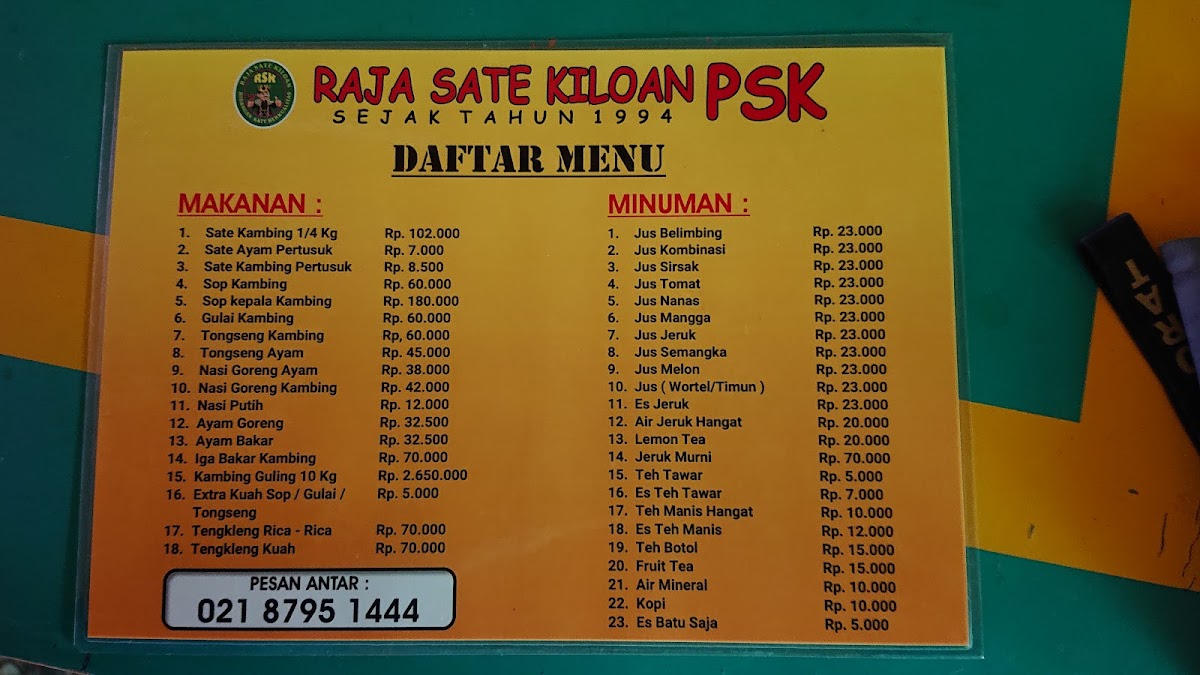 Menu Penggemar Sate Kiloan Psk Sentul-6