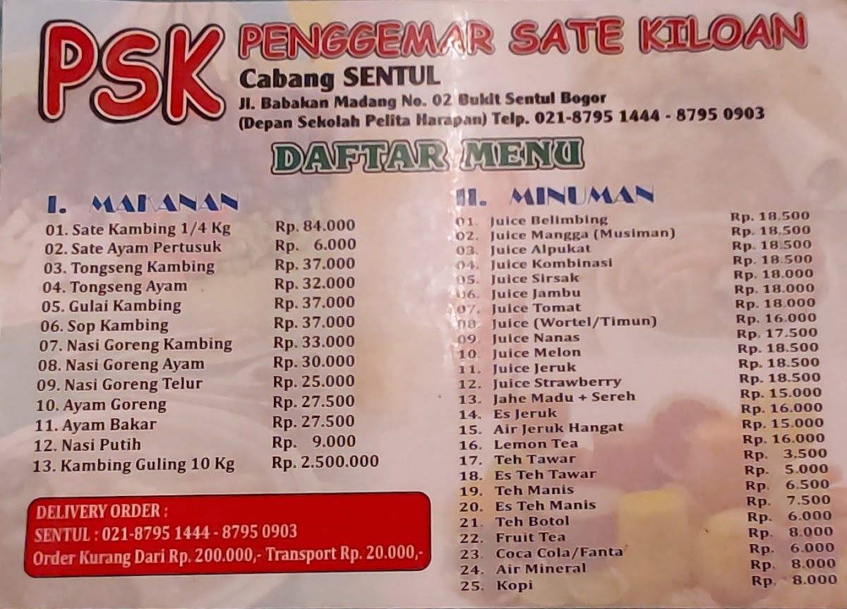 Menu Penggemar Sate Kiloan Psk Sentul-9