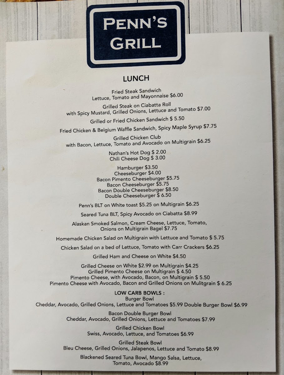 Menu Penn’S Grill-9
