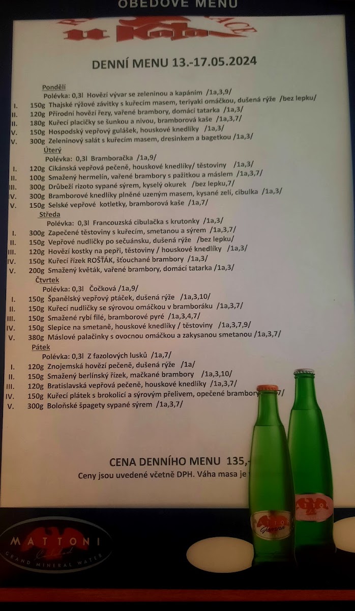 Menu Penzion A Restaurace U Kata-2
