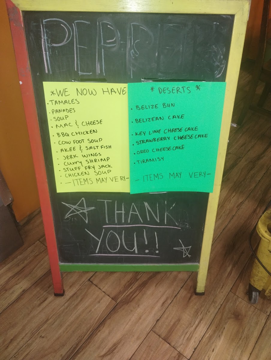 Menu Pepper's Jamaican Belizean Cuisine-2