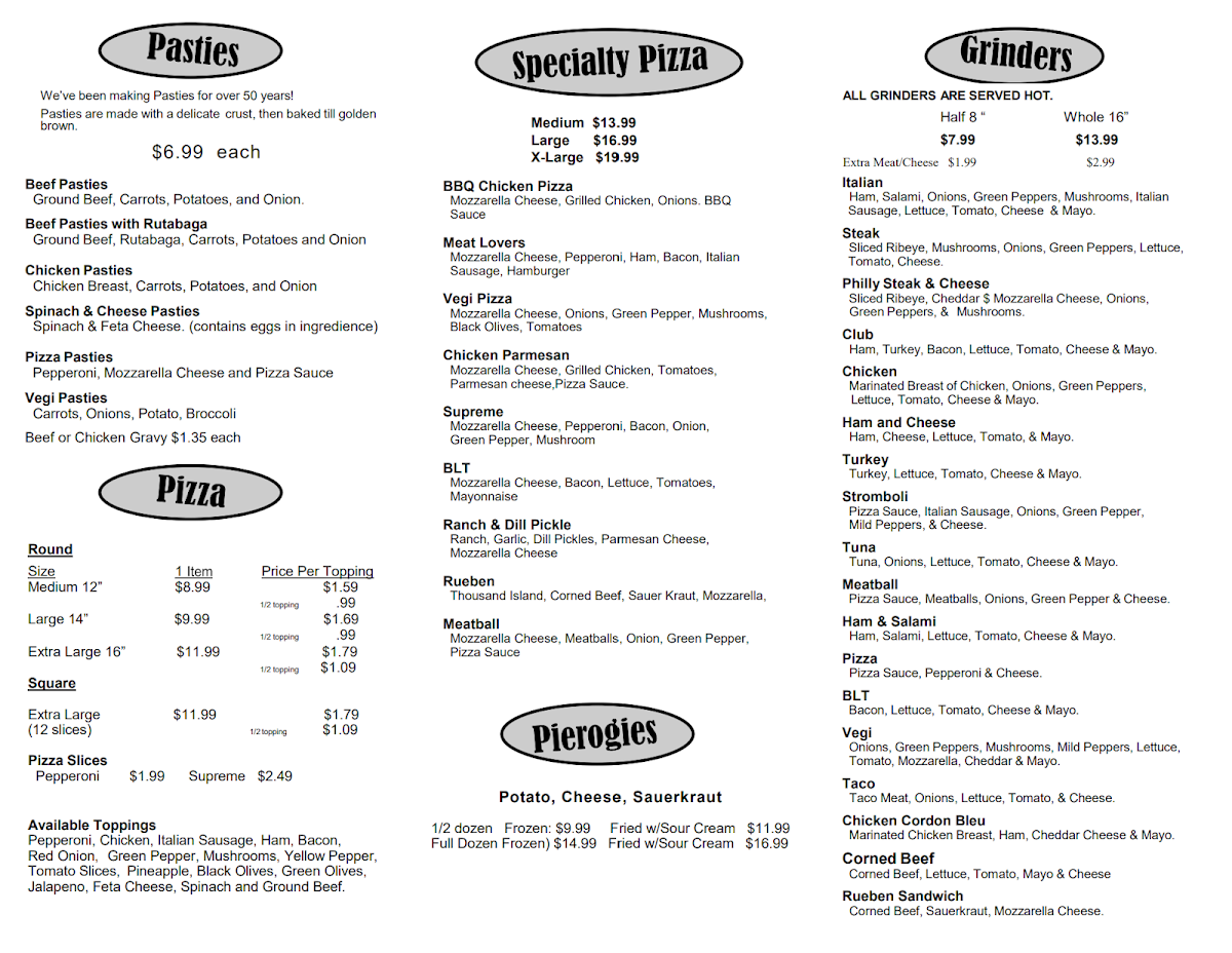 Menu Peppy's Pizza And Pasties-2