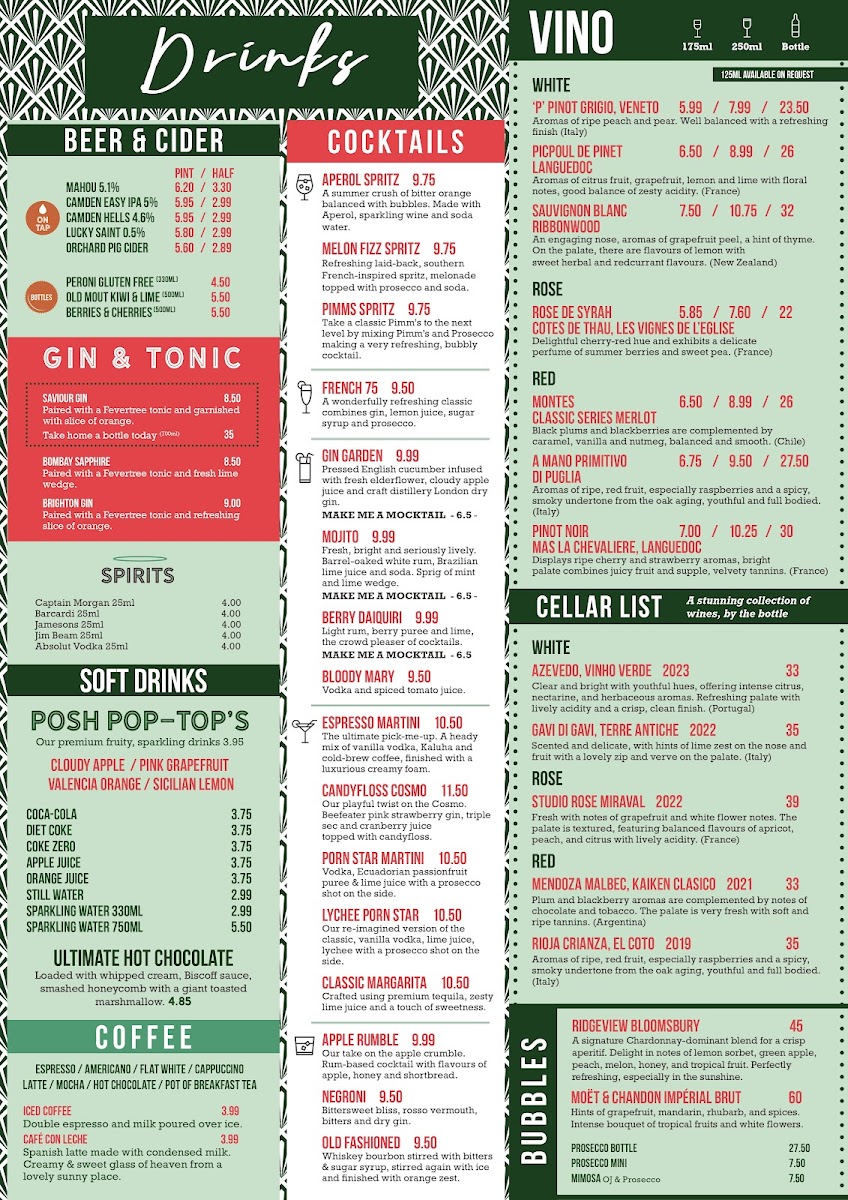 Menu Perch On Worthing Pier-1
