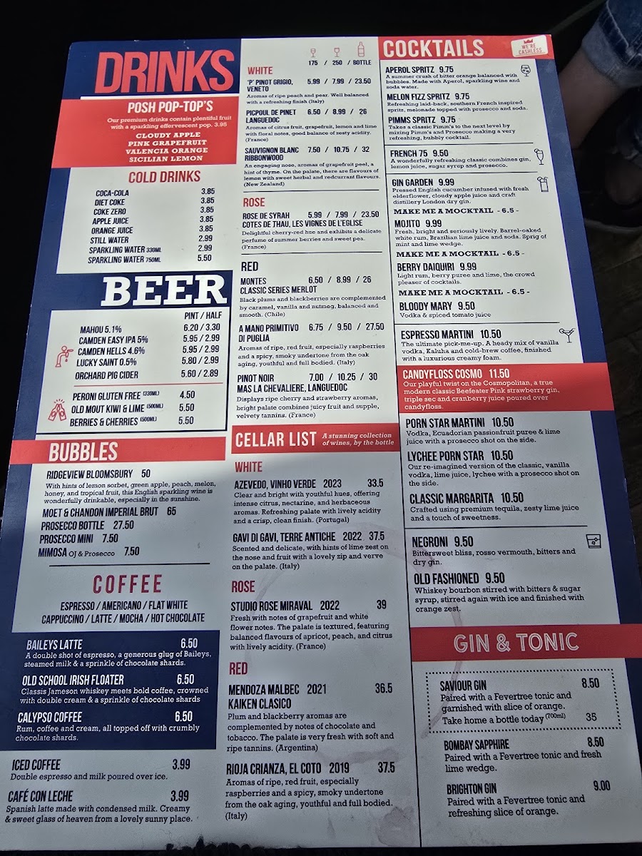 Menu Perch On Worthing Pier-5