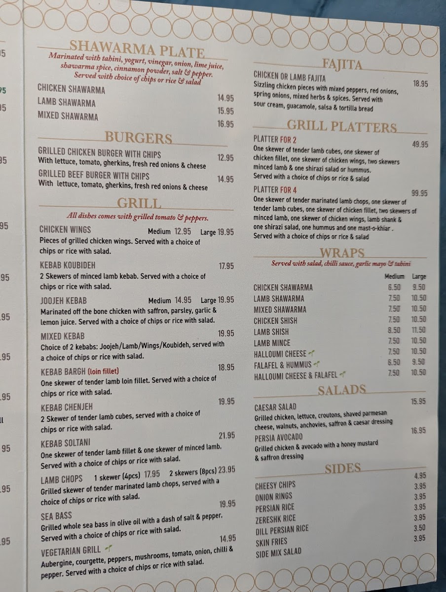Menu Persia Lounge Hove-1