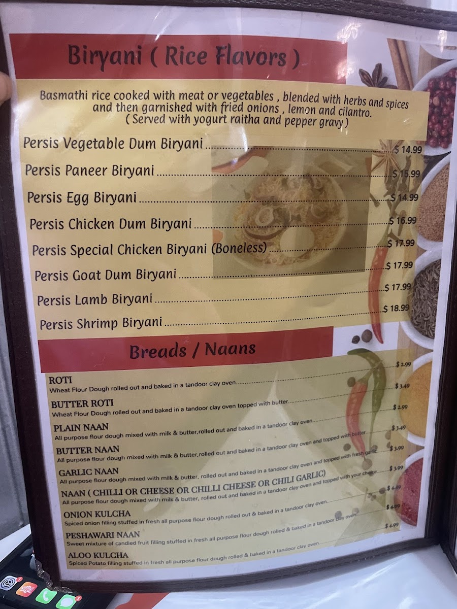 Menu Persis Indian Grill-9
