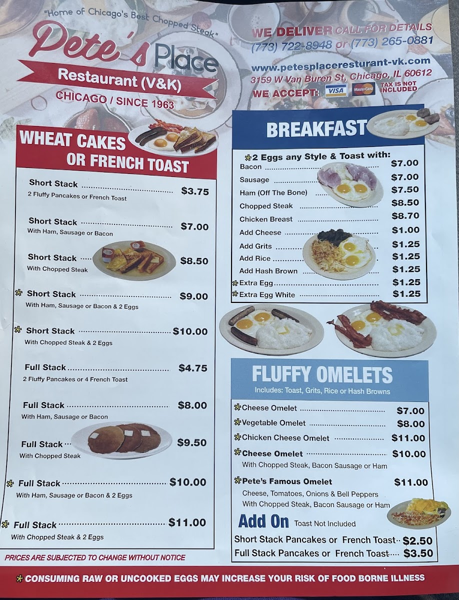 Menu Pete's Place Restaurant (V&k)-1