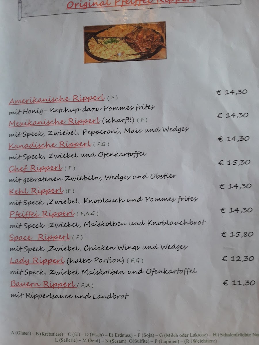 Menu Pfeiffei Alm, Skihütte Flachau-2