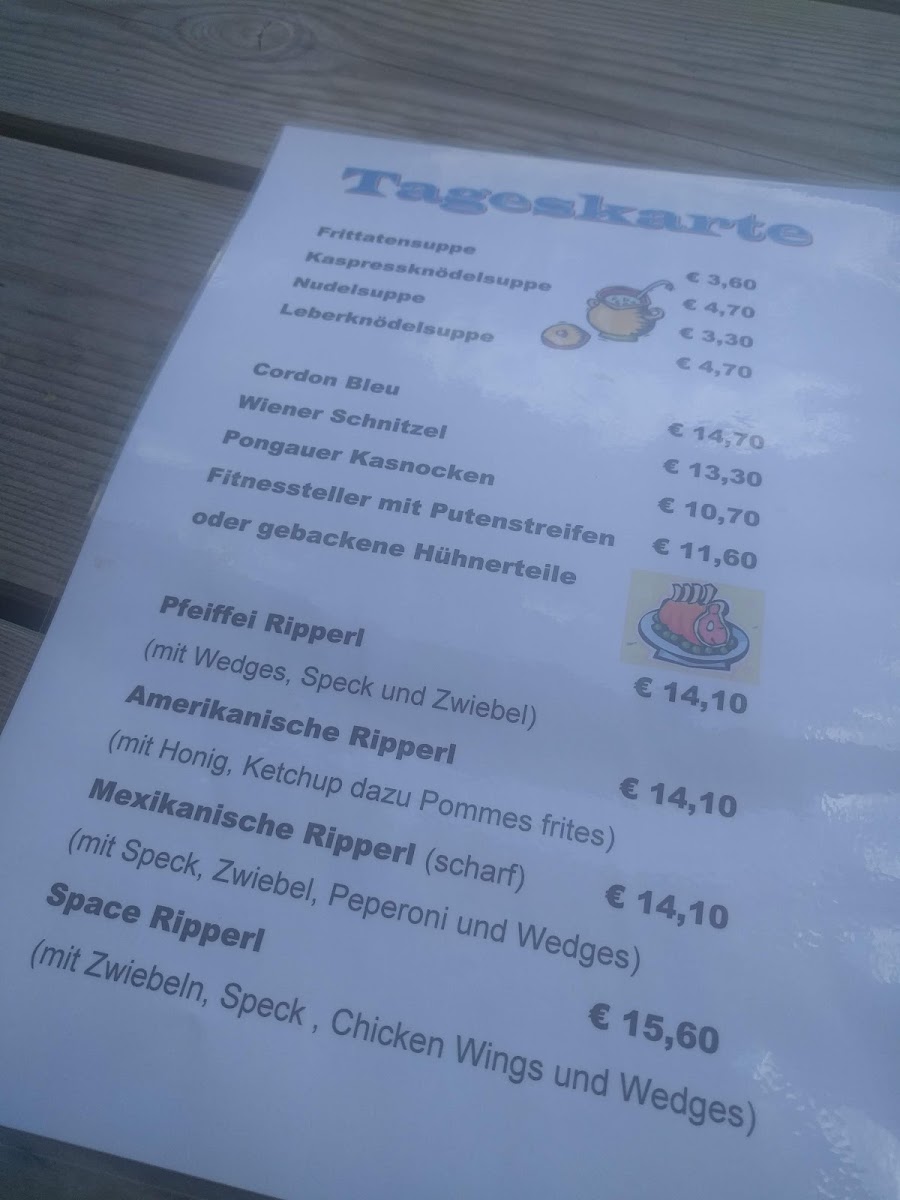 Menu Pfeiffei Alm, Skihütte Flachau-3