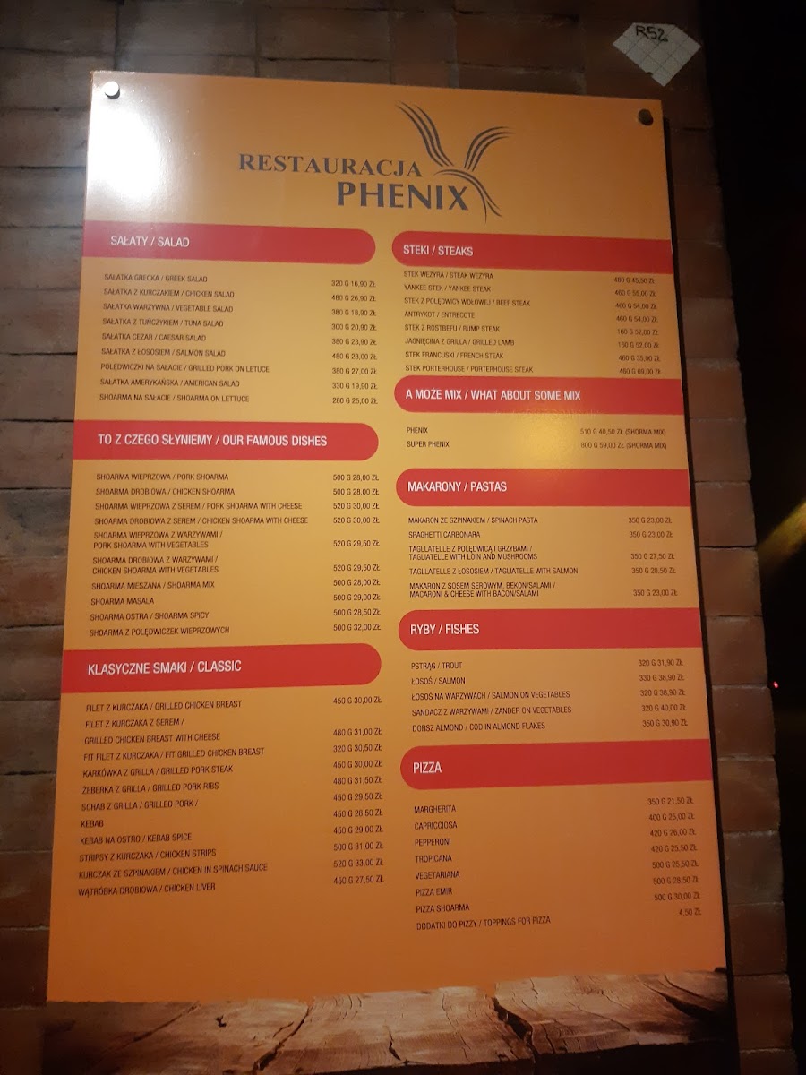 Menu Phenix-3
