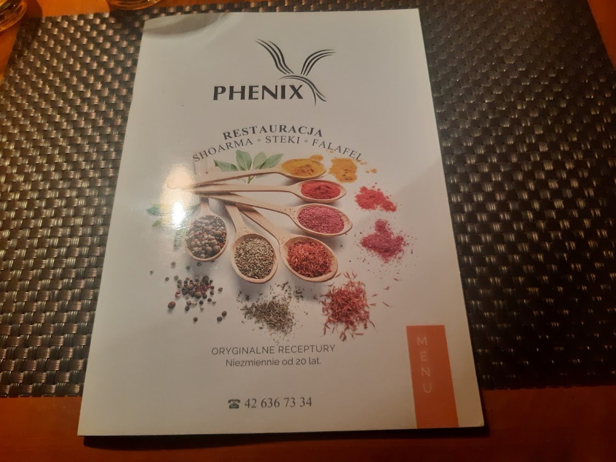 Menu Phenix-5