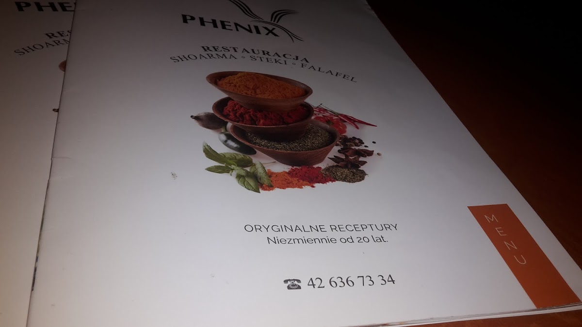 Menu Phenix-6
