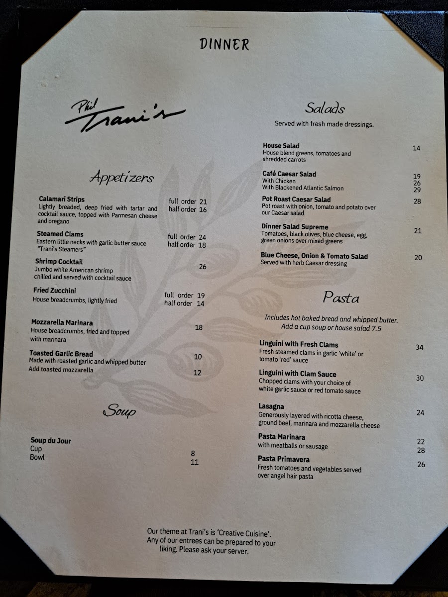 Menu Phil Trani's-10