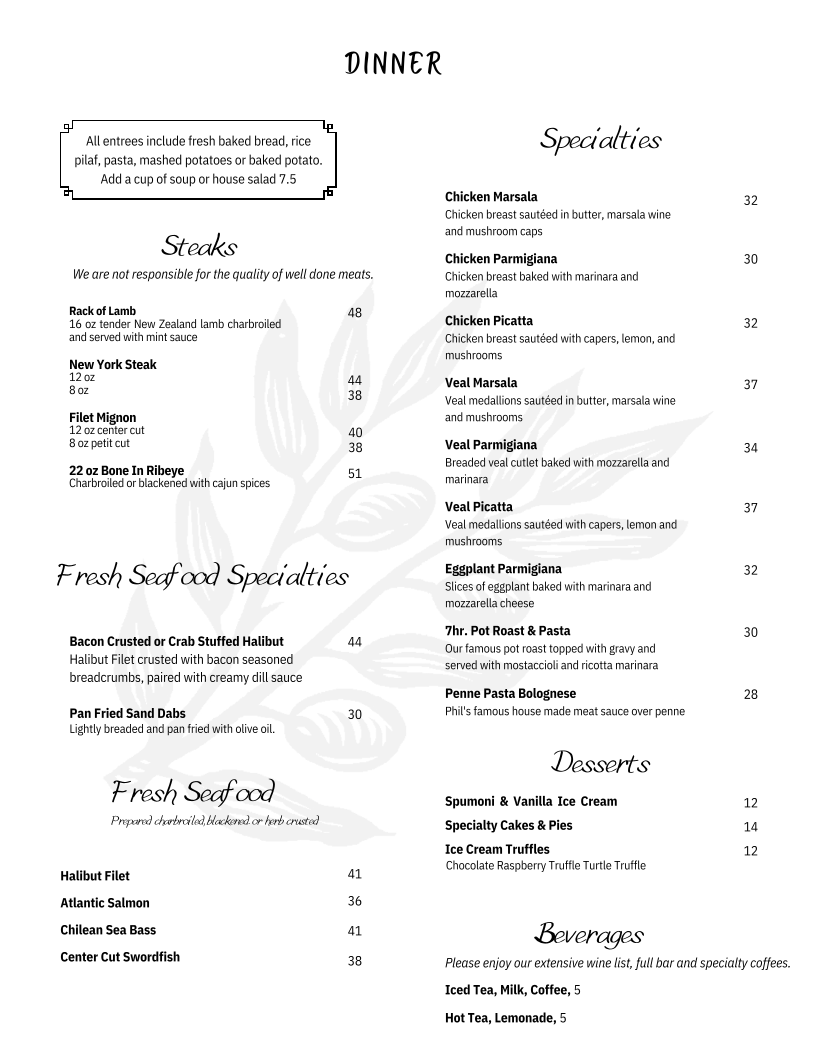 Menu Phil Trani's-3
