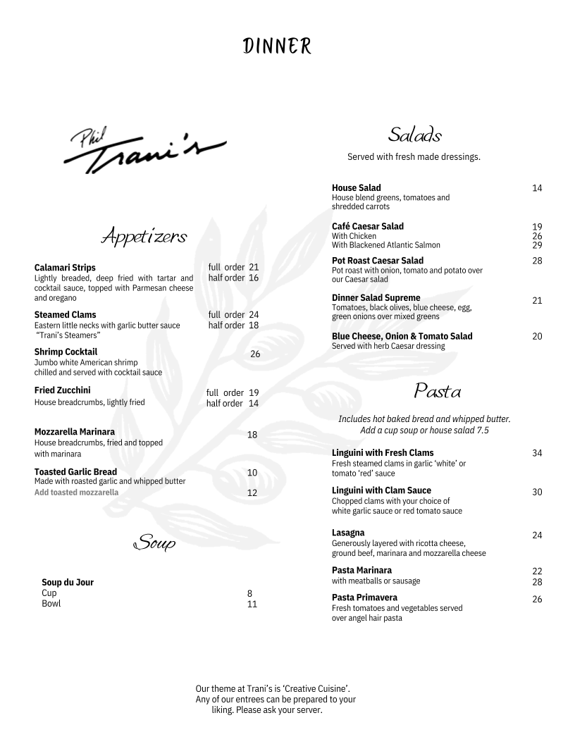 Menu Phil Trani's-4