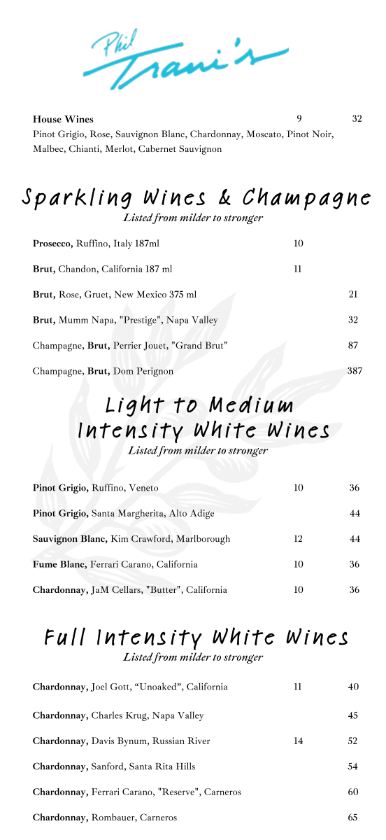 Menu Phil Trani's-5