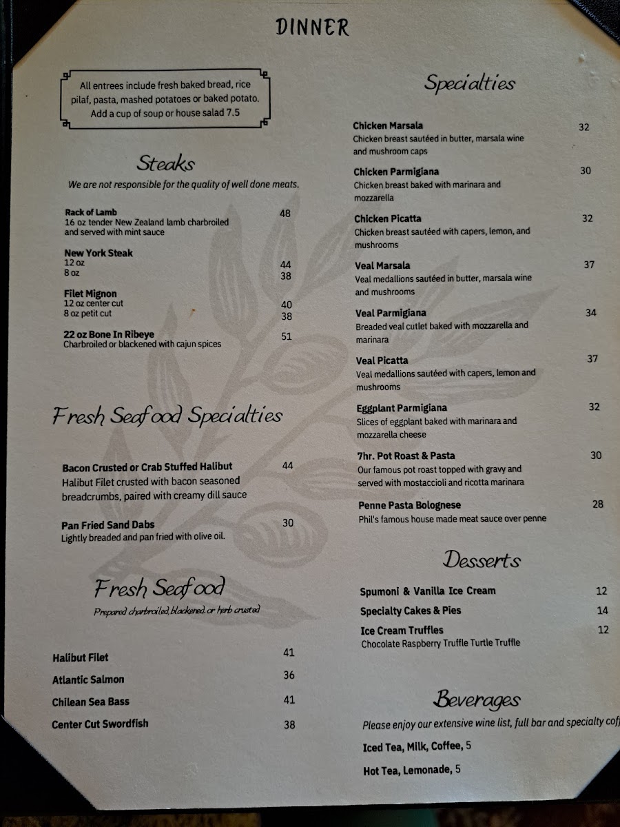 Menu Phil Trani's-9