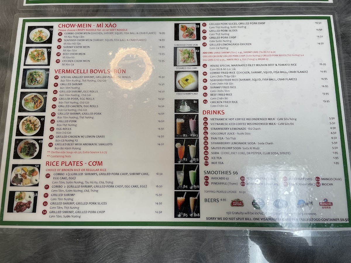 Menu Phở #1-10