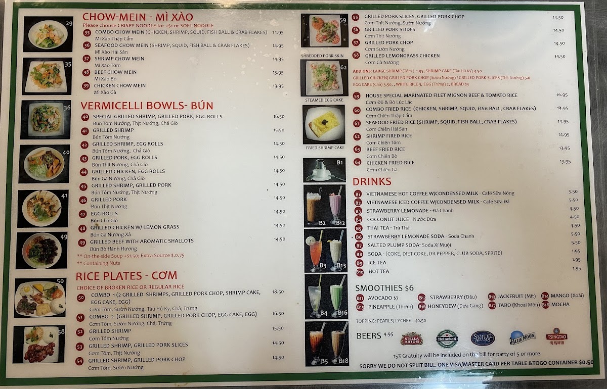 Menu Phở #1-4