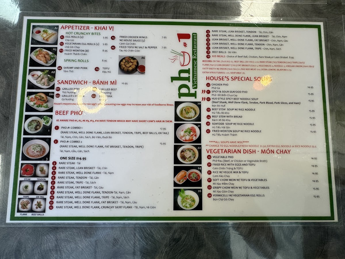 Menu Phở #1-5