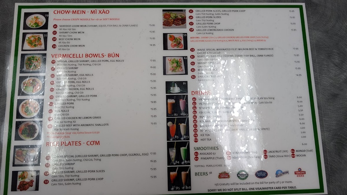 Menu Phở #1-6