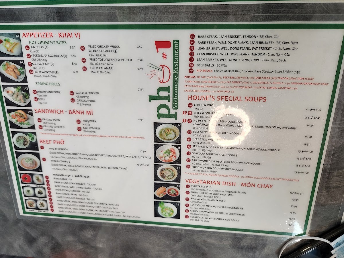 Menu Phở #1-9