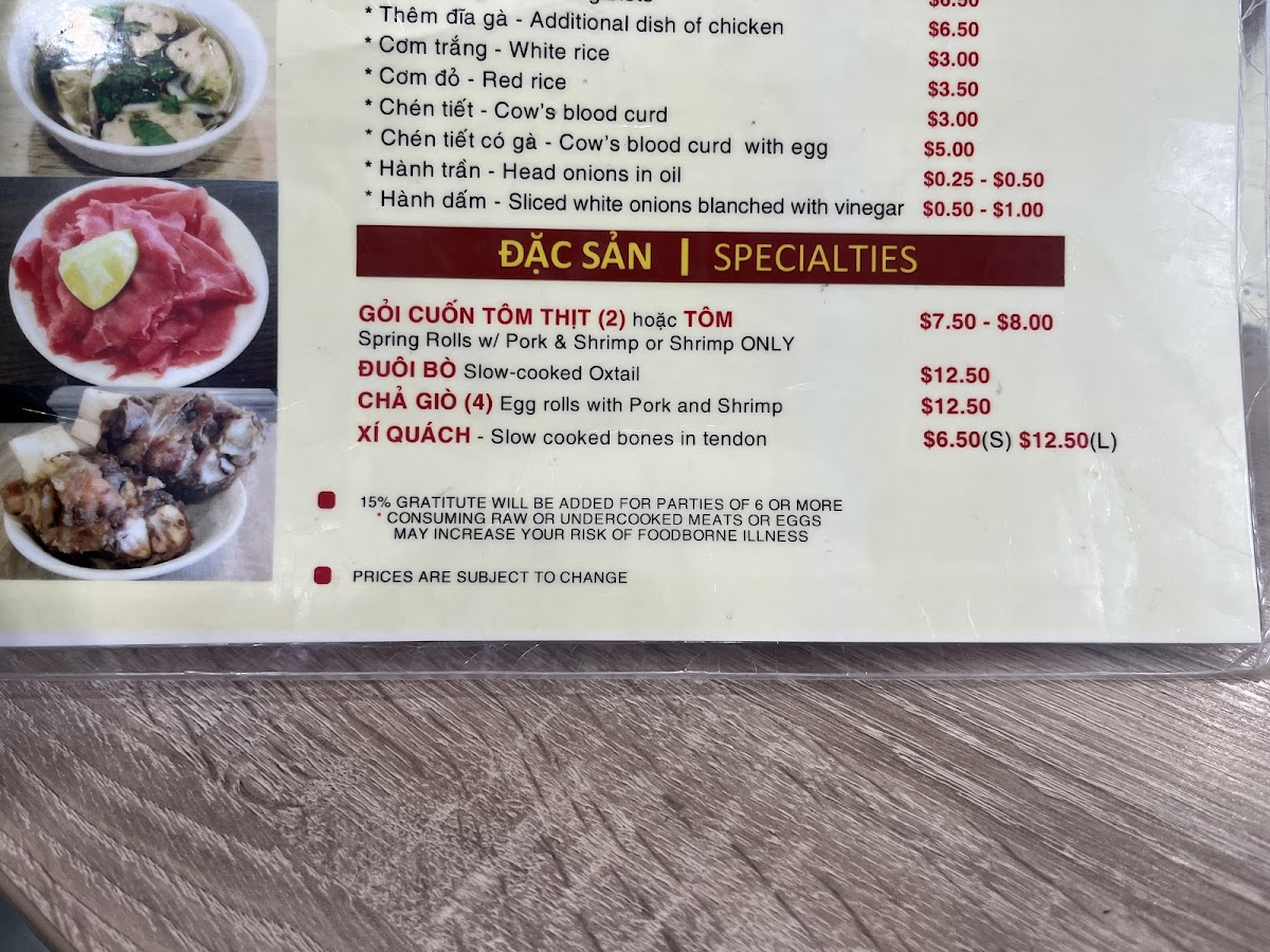 Menu Phở 86 Restaurant-5