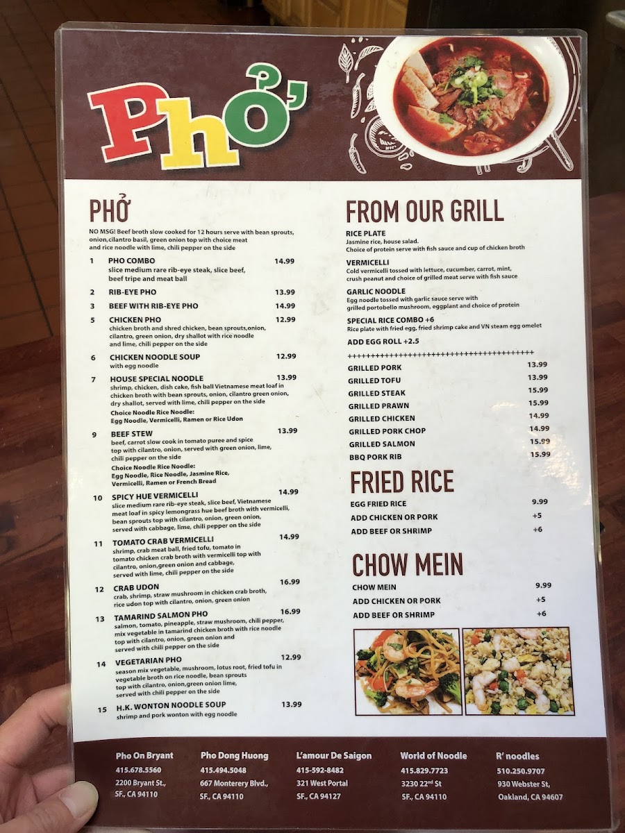 Menu Phở Đồng Hương-1