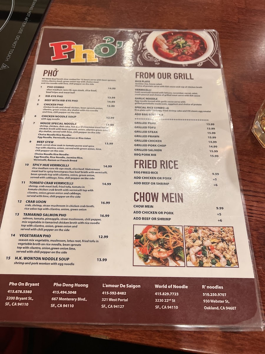 Menu Phở Đồng Hương-4