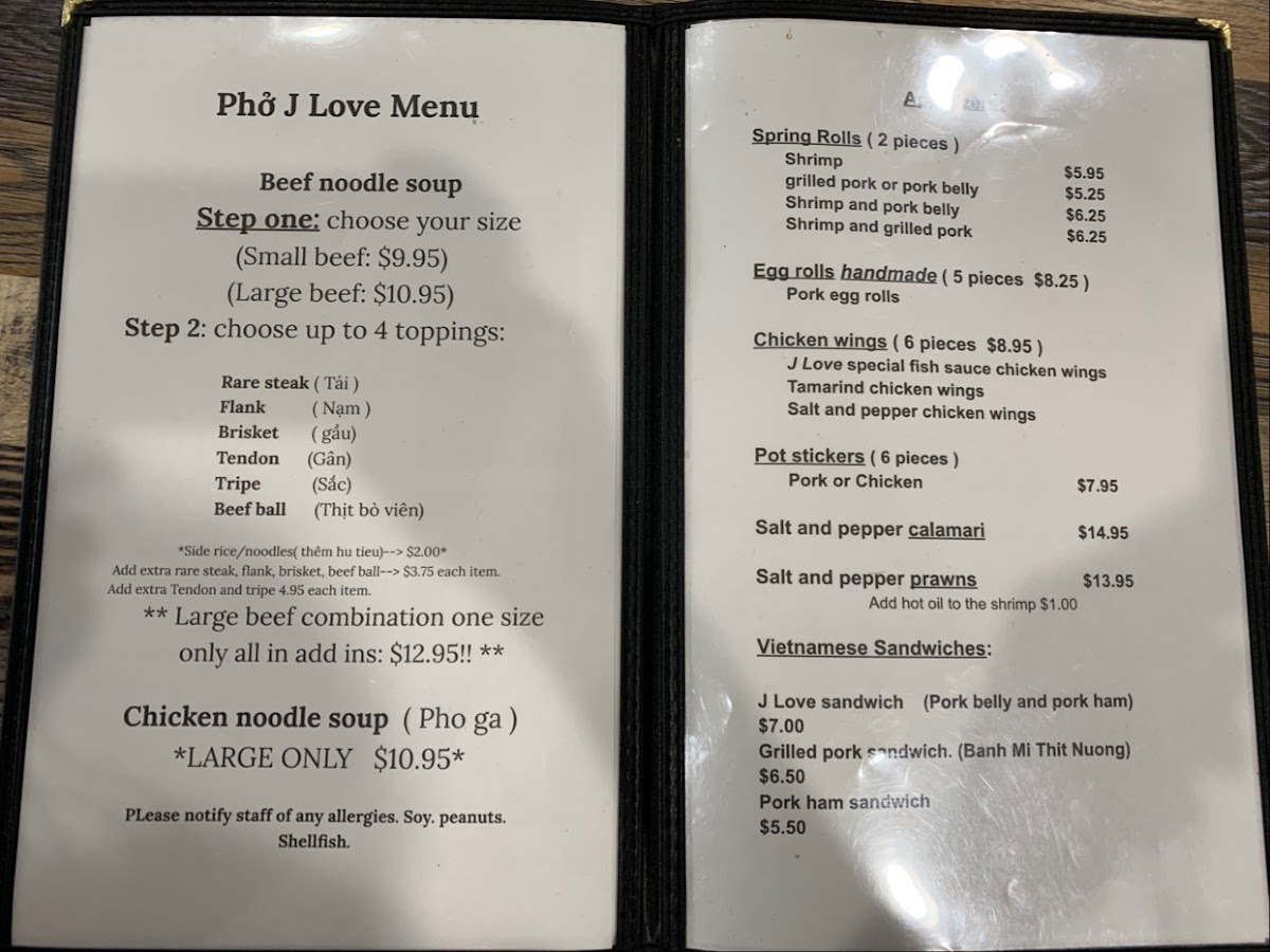 Menu Phở J Love-10