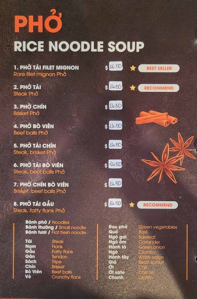 Menu Pho Lovers 1-6