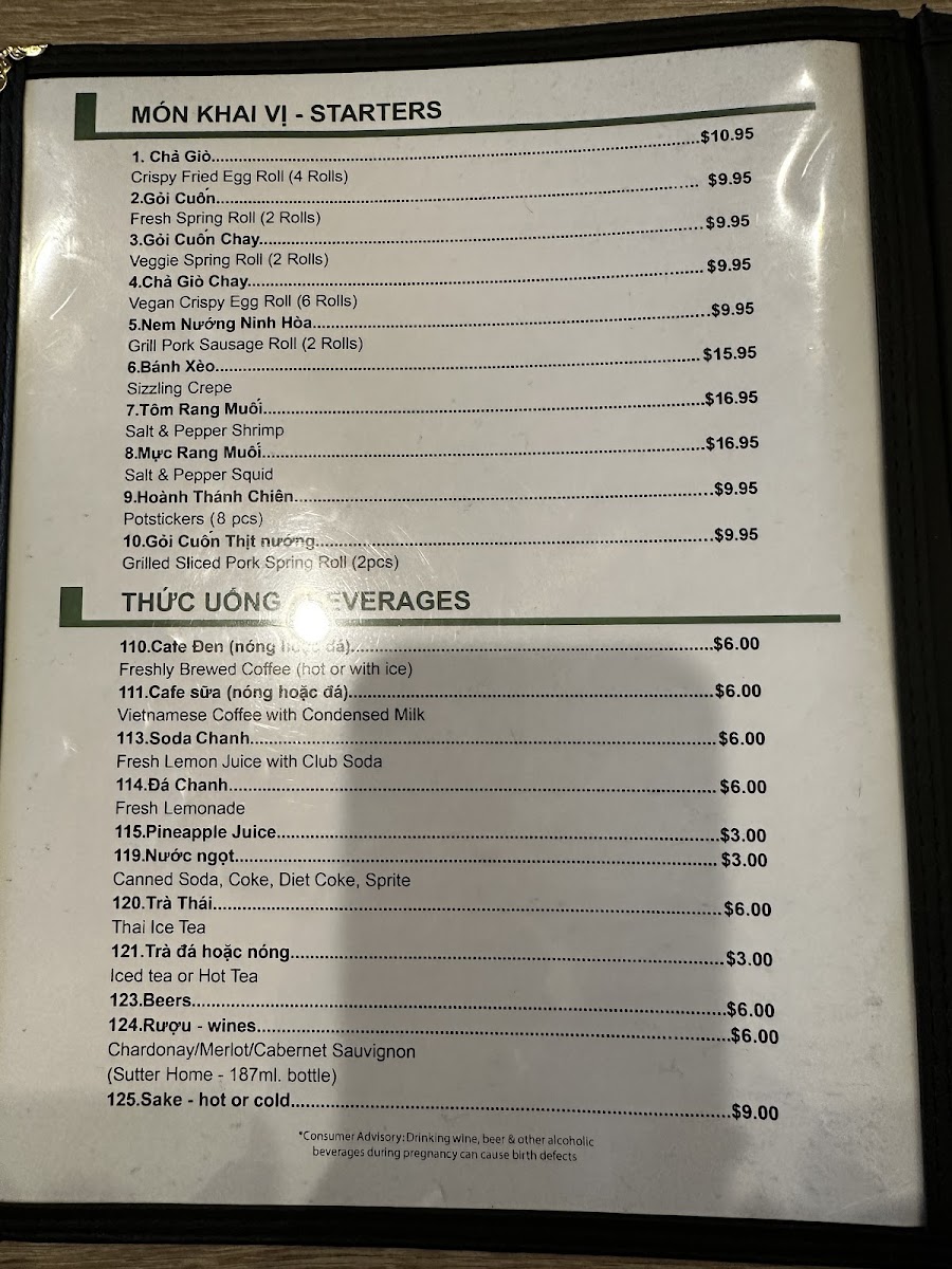 Menu Pho Saigon 8-6