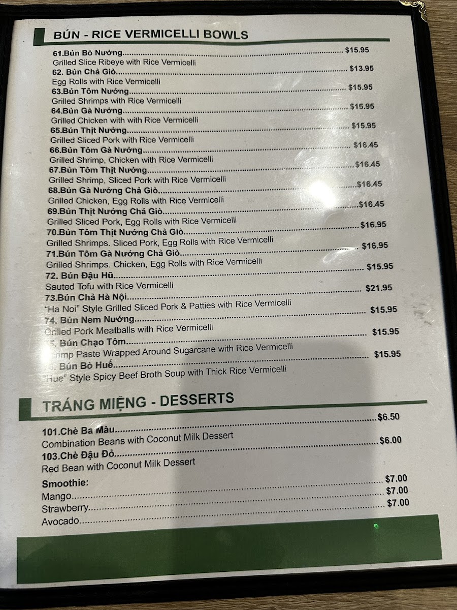 Menu Pho Saigon 8-7