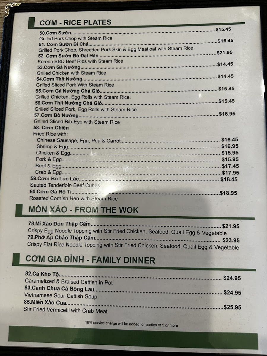 Menu Pho Saigon 8-8
