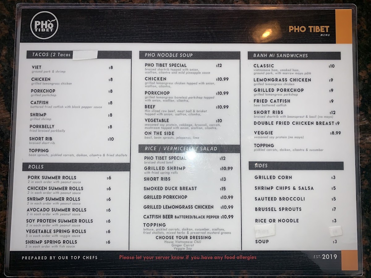 Menu Pho Tibet New Paltz-7