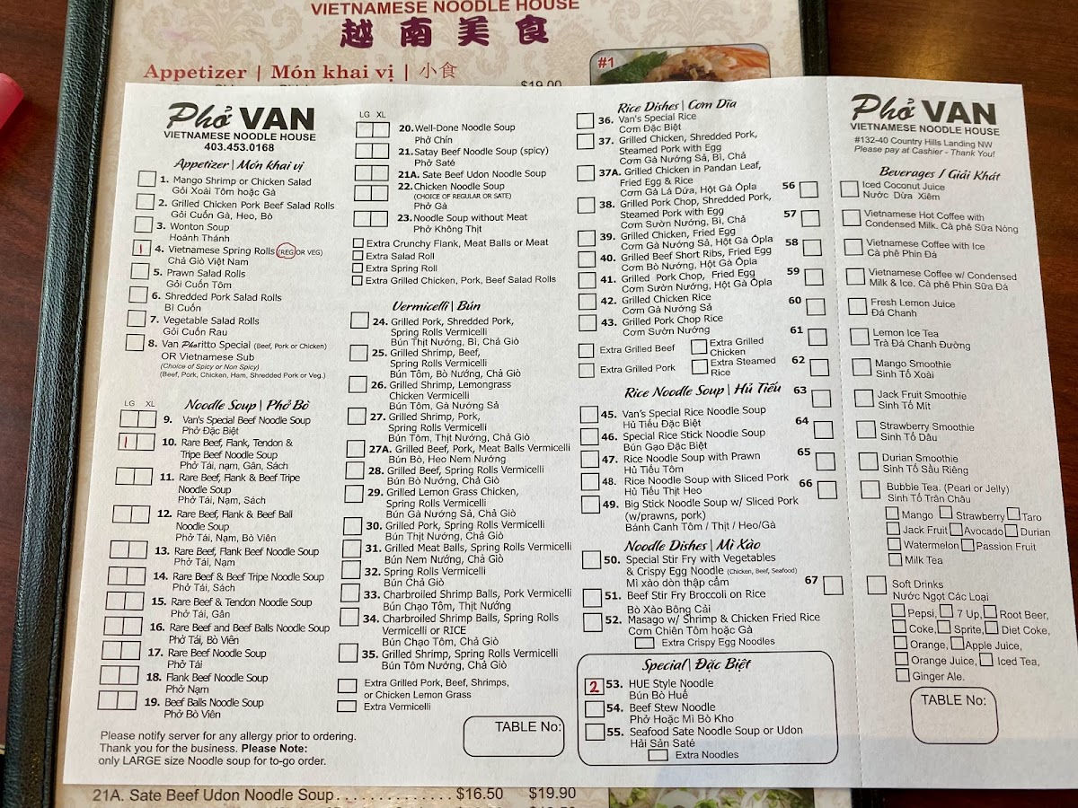 Menu Pho Van Vietnamese Noodle House-5