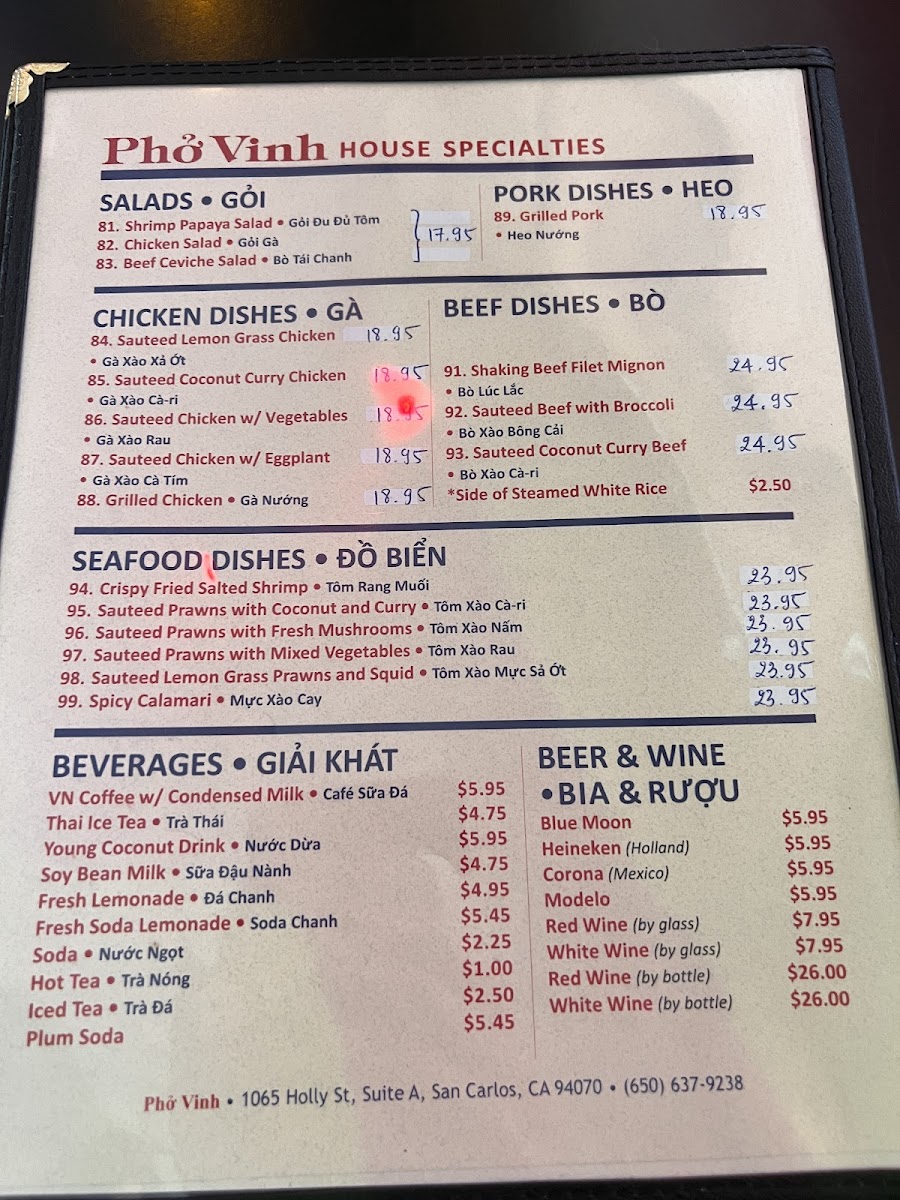 Menu Pho Vinh Vietnamese Restaurant-1