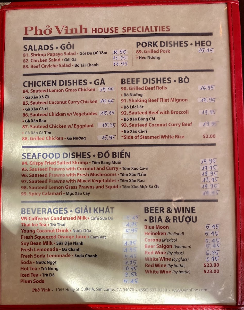 Menu Pho Vinh Vietnamese Restaurant-5