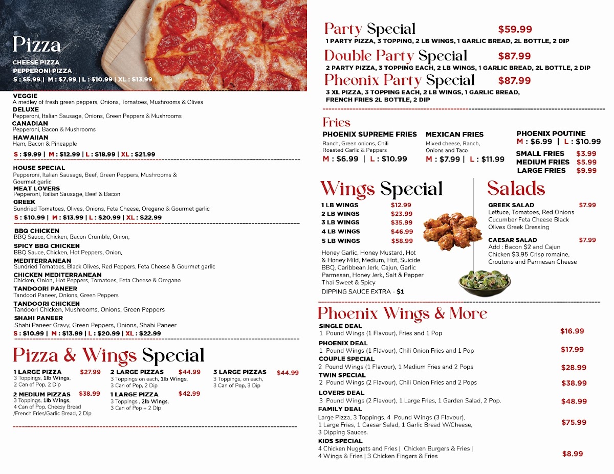 Menu Phoenix Pizza & Wings-1